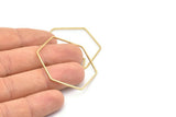 Hexagon Ring Charm, 12 Raw Brass Hexagon Shaped Ring Charms (40x1mm) E306