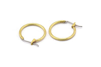 Brass Earring Clasp, 4 Raw Brass Earring Clasps (22x18x1.5mm) E308