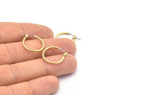 Brass Earring Clasp, 4 Raw Brass Earring Clasps (22x18x1.5mm) E308