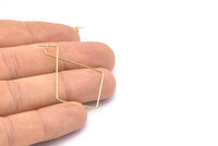 Brass Wire Earring, 24 Raw Brass Wire Earring Charms,Earring Findings (42x30x0.7mm) E317