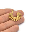 Brass Sun Earring, 2 Raw Brass Textured Sunny Earrings (34x33.5x1.6mm) E247