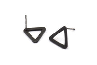 Black Triangle Earring, 12 Oxidized Brass Black Triangle Stud Earrings (11.5x13mm) E352 S758
