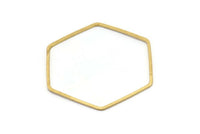 Hexagon Ring Charm, 12 Raw Brass Hexagon Shaped Ring Charms (40x1x1.10mm) E300