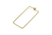 Brass Rectangle Earring, 24 Raw Brass Wire Rectangle Earring Charms, Pendants, Findings (37x17x0.7mm) E348