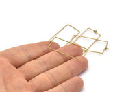 Brass Rectangle Earring, 24 Raw Brass Wire Rectangle Earring Charms, Pendants, Findings (37x17x0.7mm) E348