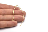 Brass Stud Earring Wires, 12 Raw Brass Needle Bar Earring Wires with 1 Loop (65x0.70mm) BS 2288
