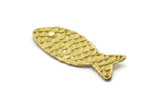 Brass Fish Pendant, 1 Raw Brass Fish Scale Textured Pendants, With 2 Loops (52x19mm) BS 2447