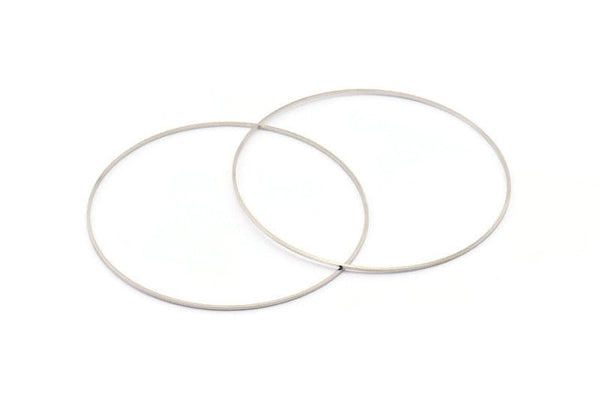 Silver Circle Connector, 24 Silver Tone Circle Connectors (70x0.80mm) BS 2411