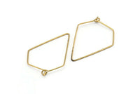 Brass Diamond Earring, 24 Raw Brass Wire Diamond Shape Earring Charms, Pendants, Findings (35x27x0.7mm) E354