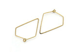 Brass Diamond Earring, 24 Raw Brass Wire Diamond Shape Earring Charms, Pendants, Findings (35x27x0.7mm) E354