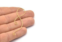 Brass Coiled Pendant, 6 Raw Brass Coiled Wire Pendants with 2 Loops Jewelry Supplies, Findings, Charms (67x17x1mm) E362