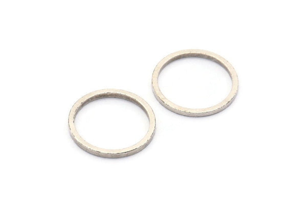 Silver Circle Connector - 24 Antique Silver Plated Brass Circle Connectors (13x1x1mm) BS 1100 H0001