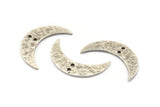 Hammered Moon Crescent Charm, 2 Antique Silver Plated Brass Hammered Moons with 2 Holes  (30x8x1.2mm) N0387 H0037