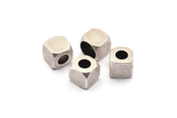 Silver Square Industrial Tube, 6 Antique Silver Plated Square Industrial Tube, Findings, Tube Beads (8x8mm) H0027