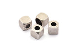 Silver Square Industrial Tube, 6 Antique Silver Plated Square Industrial Tube, Findings, Tube Beads (8x8mm) H0027