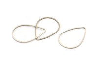 Silver Drop Ring, 12 Antique Silver Plated Brass Drop Connectors (32x22x1mm) Bs 1140 H0019