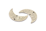 Antique Silver Hammered Crescent Charm, 1 Antique Silver Plated Brass Hammered Moons with 2 Holes (30x11x1.2mm) N0388 H0038