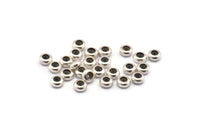 Silver Bead Keeper, 24 Antique Silver Plated Brass Bead Keeper, Silicone And Brass, Rondelle (6x3mm) Y067 H0098