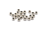 Silver Bead Keeper, 12 Antique Silver Plated Brass Bead Keeper, Silicone And Brass, Rondelle (6x3mm) Y067 H0098