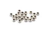 Silver Bead Keeper, 12 Antique Silver Plated Brass Bead Keeper, Silicone And Brass, Rondelle (6x3mm) Y067 H0098