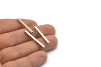 Tiny Necklace Bar, 12 Antique Silver Plated Brass Bars, Necklace, Earring Findings (2.5x2.5x30mm) D0236 H0094