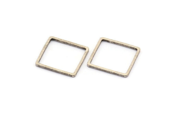 Square Wire Finding, 25 Antique Silver Plated Brass Square Connectors (14mm) Bs-1118 H0059