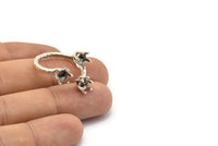 Adjustable Ring Settings - Antique Silver Plated Brass 6 Claw Ring Blank - Pad Size 5mm N0322 H0122