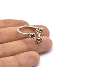 Adjustable Ring Settings - 2 Antique Silver Plated Brass 6 Claw Ring Blanks - Pad Size 4mm N0321 H0121