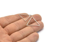 Triangle Charm, 25 Antique Silver Plated Brass Triangles (24x24x24mm) Bs-1125 H0049