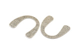 Silver Geometric Charm, 4 Antique Silver Plated Brass Textured U Shaped Pendants With 3 Holes, Charms, Findings (31x35x0.60mm) D898 H0078