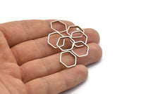 Brass Hexagon Charm, 12 Antique Silver Plated Brass Hexagon Ring Charms (14x0.8x2mm) BS 1183 H0082