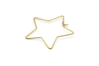 Star Wire Earring, 4 Raw Brass Star Shape Wire Earrings, Jewelry Supplies, Findings, Charms (35x0.70mm) E351