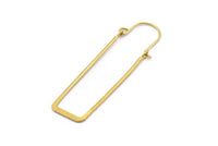 Brass Earring Wires, 6 Raw Brass Earring Studs, Wire Hoops  (50x12mm) E551