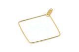 Brass Square Earring, 24 Raw Brass Wire Square Earring Charms With 2 Loops, Pendants, Findings (30x0.7mm) E553