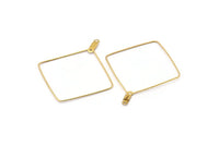 Brass Square Earring, 24 Raw Brass Wire Square Earring Charms With 2 Loops, Pendants, Findings (30x0.7mm) E553