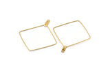 Brass Square Earring, 24 Raw Brass Wire Square Earring Charms With 2 Loops, Pendants, Findings (30x0.7mm) E553
