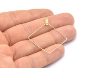 Brass Square Earring, 24 Raw Brass Wire Square Earring Charms With 2 Loops, Pendants, Findings (30x0.7mm) E553