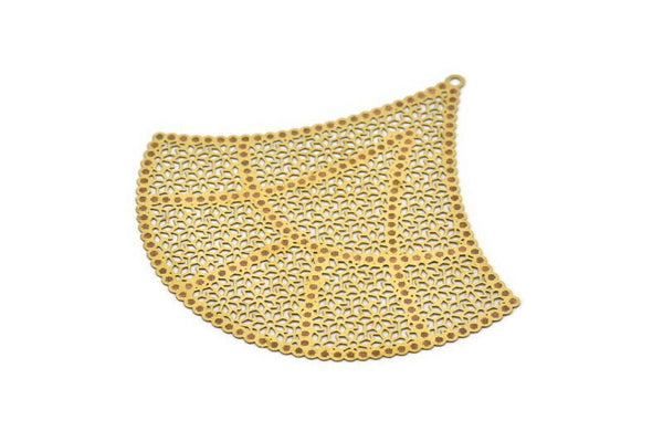 Brass Earring Charm ,4 Raw Brass Ethnic Motif Earring Charms Pendants With 1 Loop , Findings (60x63mm) E531