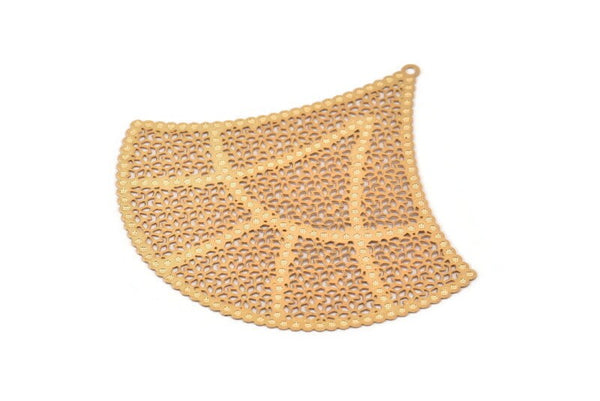 Gold Earring Charm ,2 Gold Plated Brass Ethnic Motif Earring Charms Pendants With 1 Loop , Findings (60x63mm) E531 Q0471