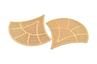 Gold Earring Charm ,2 Gold Plated Brass Ethnic Motif Earring Charms Pendants With 1 Loop , Findings (60x63mm) E531 Q0471