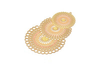 Brass Earring Charm ,4 Raw Brass Ethnic Motif Earring Charms With 1 Loop Pendants, Findings (70x44mm) E536