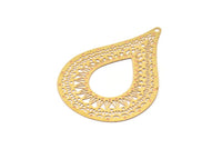 Brass Earring Charm ,4 Raw Brass Textured Drop Earring Charms With 1 Hole Pendants, Findings (70x50mm) E537