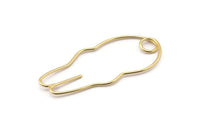 Gold Rabbit Earring, 4 Gold Plated Brass Wire Rabbit Earring Charms, Pendants, Findings (49x23x1mm) E556
