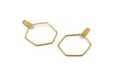 Brass Hexagon Earring, 50 Raw Brass Wire Hexagon Earring Charms With 2 Loops, Pendants, Findings (20x0.7mm) E560