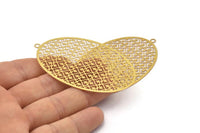 Brass Earring Charm ,4 Raw Brass Textured Oval Earring Charms Pendants With 1 Loop , Findings (70x44mm) E515
