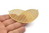 Brass Earring Charm ,4 Raw Brass Textured Oval Earring Charms Pendants With 1 Loop , Findings (70x44mm) E515