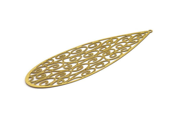 Brass Earring Charm ,4 Raw Brass Textured Drop Earring Charms With 1 Loop Pendants, Findings (97x30mm) E508