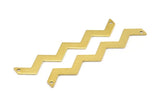 Brass Zig Zag Shape, 15 Raw Brass Zig Zag Shape Charms With 2 Holes, Pendants, Earrings (60x4x0.80mm) E631