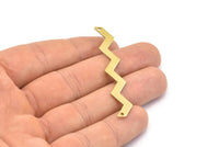 Brass Zig Zag Shape, 15 Raw Brass Zig Zag Shape Charms With 2 Holes, Pendants, Earrings (60x4x0.80mm) E631