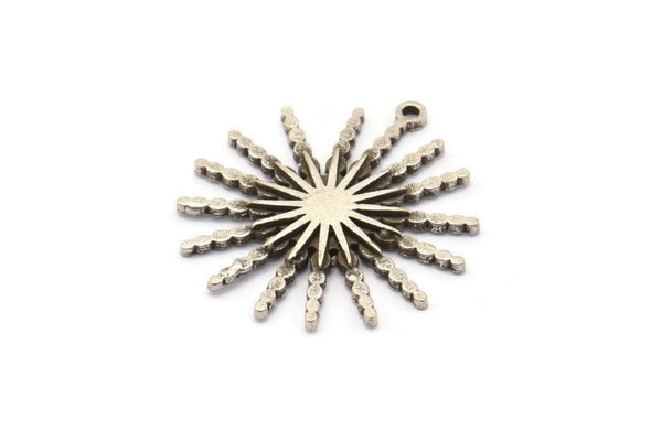 Gümüş Güneş Tılsımı, 1 Döngülü 2 Antik Gümüş Kaplamalı Pirinç Güneş Tılsımı, Bulgular (30x27x2mm) N1525